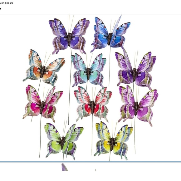 NWT YCHTEWY- 3D Paper Butterfly Pick Party Decoration Set with Wire, Set of 10 - Picture 2 of 5